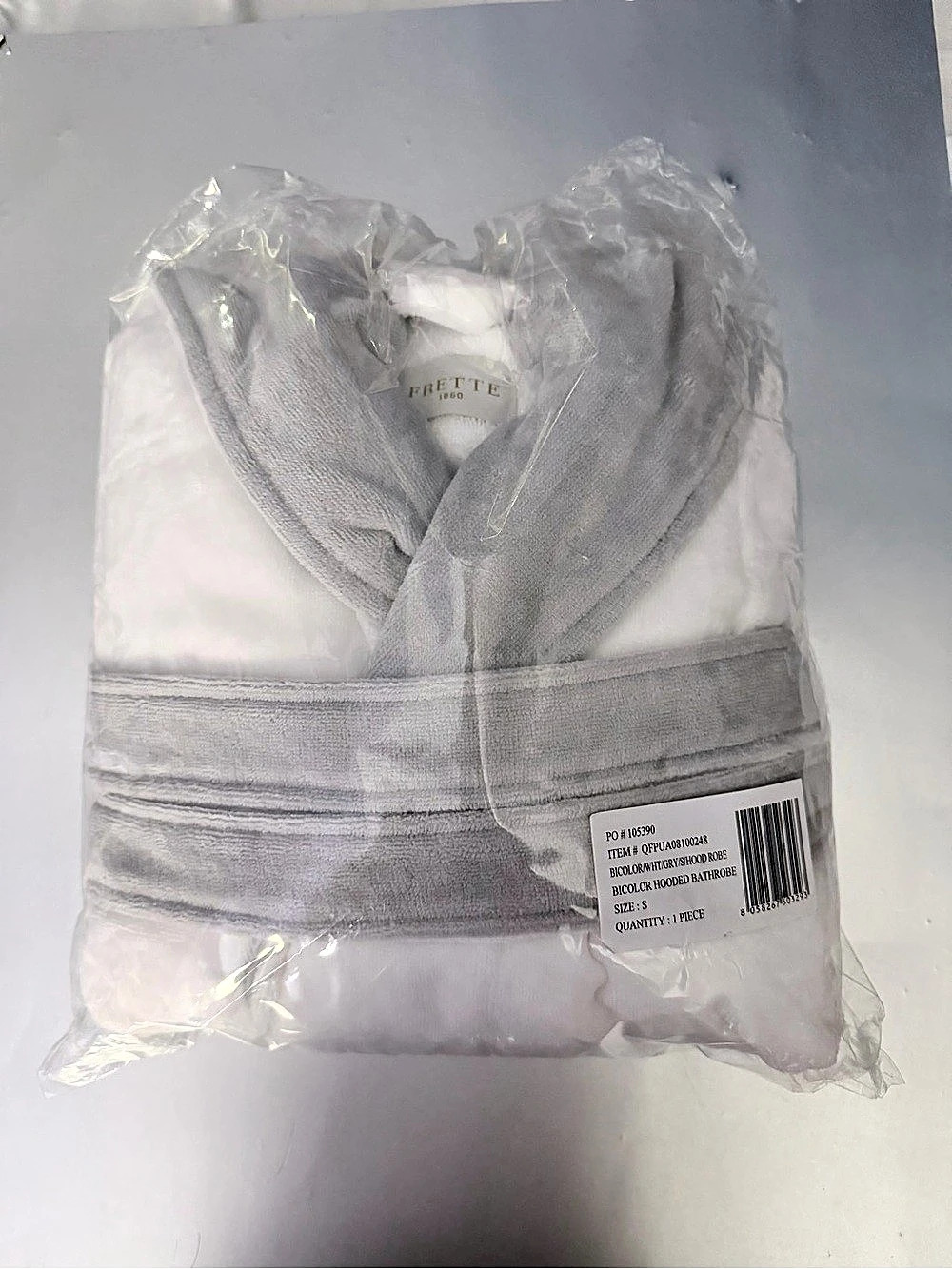 Frette Bicolor Hooded Bathrobe Color Block Size Small NWT